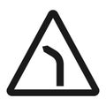 Bend to left warning sign line icon