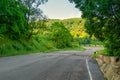 Bend and turn of the mountain road in the mountains of Transcaucasia