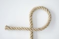 Bended cotton rope on isolated white color