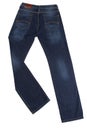 Bended New Blue Stylish Mens Jeans On Pure White Background