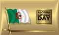 Flag Algeria National Day Banner with Gold Vector color Royalty Free Stock Photo