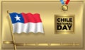 Chile Flag National Day Banner with Gold Vector color