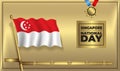 Singapore Flag National Day Banner with Gold Vector color