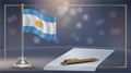 Small national flag of Argentina with bokeh background, vector Illustration Royalty Free Stock Photo