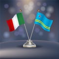 Italy VS Aruba flag Relation in a stand on table. Vector Illustratio Royalty Free Stock Photo