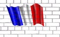 Bendera Francia en pared de labrillos