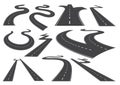 Bending roads, high ways or roadways. Collection of winding road design elements with white markings. Asphalt road Royalty Free Stock Photo