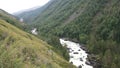 Bends of the Chulcha river in the Altai Republic in Russia. Hiking in the picturesque mountains in summer