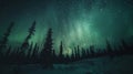 Beneath a blanket of stars the Arctic Aura envelops the landscape in a dreamlike glow enchanting all who witness its