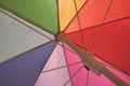 Beneath a brightly colored umbrella