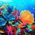 A vibrant and diverse coral reef teeming with marine life - Generative AI Royalty Free Stock Photo