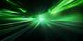 Futuristic speed motion with green rays of light abstract background