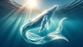 Skyward View: Whale as Sunlit Wave in Aquamarine Sea