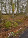 Beneath a sign stating that people will be fined for Fly Tipping Rubbish, lies all sorts of garbage.