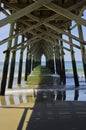 Beneath Sunset Beach Pier Royalty Free Stock Photo