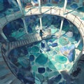 Beneath the Surface: An Atrium of Aquatic Splendor Royalty Free Stock Photo