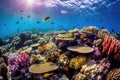 Beneath the Surface: A Dreamy Underwater View of a Colorful Coral Reef Royalty Free Stock Photo