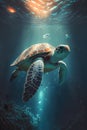 Beneath the Waves: A Beautiful Turtle in the Ocean