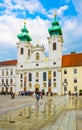 the Benedictine Loyolai Szent Ignac Church on szechenyi square in Gyor, Hungary...IMAGE