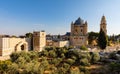 Benedictine Virgin Mary Dormition Abbey on Mount Zion, near Zion Gate outside walls of Jerusalem Old City in Israel