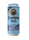 Benediktiner Hell beer can isolated on white background Royalty Free Stock Photo