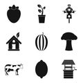 Beneficial food icons set, simple style Royalty Free Stock Photo