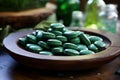 Beneficial Spirulina algae tablets. Generate Ai Royalty Free Stock Photo