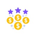 benefit and bonus pay icon, flat vector