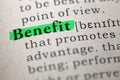 Definition of the word Benefit Royalty Free Stock Photo