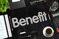 Benefit - Text on Black Chalkboard. 3D Rendering. Royalty Free Stock Photo