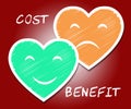 Benefit Versus Cost Hearts Means Value Gained Over Money Spent - 3d Illustration Royalty Free Stock Photo