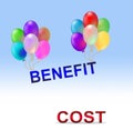 Benefit Versus Cost Word Means Value Gained Over Money Spent - 3d Illustration Royalty Free Stock Photo