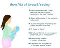The benefits of breastfeeding. World Breastfeeding Week. Infographics. Vector illustration on isolated background