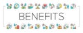 Benefits For Business Collection Icons Set Vector .