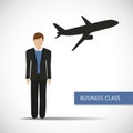 Benefits of flights in business class businessman character