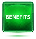 Benefits Neon Light Green Square Button Royalty Free Stock Photo