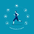 Benefits of running or jogging infographic. Idea of healthy vector illustrator.