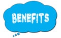 BENEFITS text written on a blue thought bubble