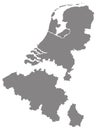 Benelux map - three states in western Europe: Belgium, the Netherlands, and Luxembourg