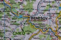 Benesov nad Ploucnici, Czechia, on a road m Royalty Free Stock Photo