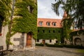 Benesov nad Ploucnici, North Bohemia, Czech Republic, 26 June 2021: old saxoxy renaissance castle at summer sunny day, stone Royalty Free Stock Photo