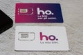 Benevento, Italy - December 5, 2020: Sim of the ho.mobile operator. Low cost operator on the vodafone network. Friend sim offer