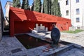 Benevento - Scorcio del muro rosso nell\'Hortus Conclusus