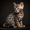 Bengal cat isolatet on black background Royalty Free Stock Photo