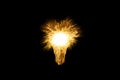 Bengal fire in lamp bulb isolated on black background. New idea concept Royalty Free Stock Photo