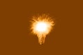 Bengal fire in lamp bulb isolated on brown background. New idea concept Royalty Free Stock Photo