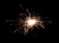 Bengal fire new year sparkler candle isolated on black background Royalty Free Stock Photo