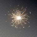 Bengal fire. New year sparkler candle isolated on transparent background. Realistic vector light eff Royalty Free Stock Photo