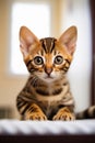 Bengal kitten looking at camera