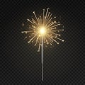 Bengal light. Burning sparkler, christmas, new year and happy birthday sparkling candle, firework isolated vector Royalty Free Stock Photo